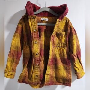 Epic Threads Kids Plaid Button Down Flannel Shirt - Mustard and Burgundy